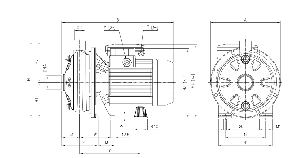 Cấu tạo máy bơm ly tâm 1 tầng cánh Ebara CDX 90/10 1HP