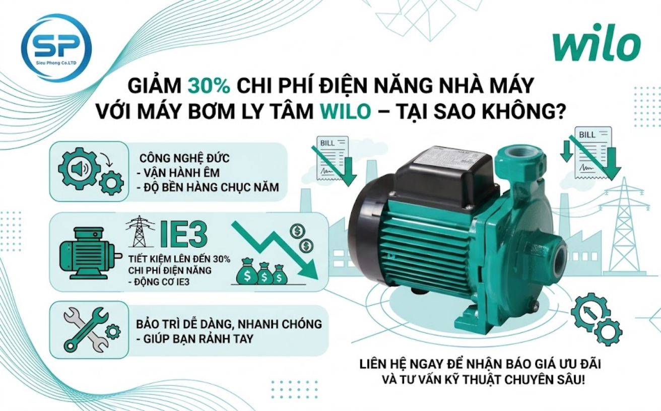Máy bơm ly tâm Wilo: Giải pháp tối ưu hiệu suất và tiết kiệm năng lượng cho hệ thống cấp thoát nước công nghiệp