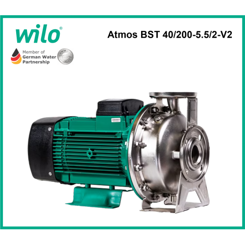 Máy Bơm Ly Tâm Trục Ngang Đầu Inox Wilo Atmos BST 40/200-5.5/2-V2
